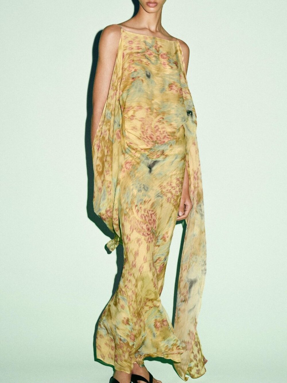 Zara Yellow Floral Print Maxi Dress
